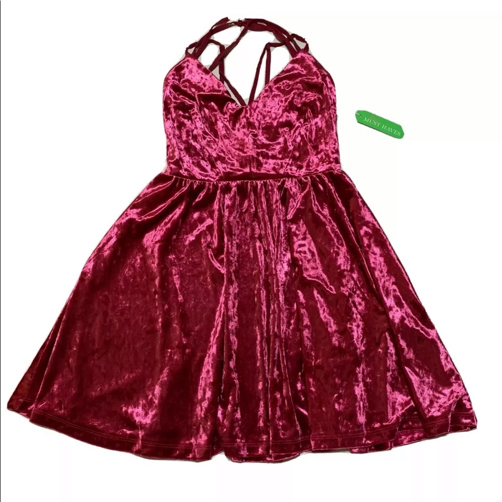 Forever 21 Fucshia Pink Velour Spaghetti Dress